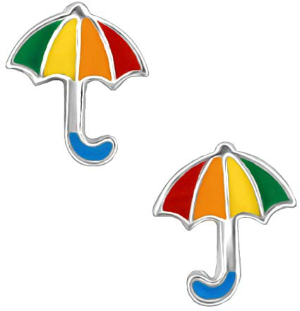 Monkimau Mädchen Ohrringe Regenschirm Ohrstecker aus 925 Sterling Silver Silber