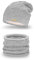 Mikos Wurm Winter Kombi Set aus Winter Schal und passender Strickmütze/Beanie (686) (Grau)