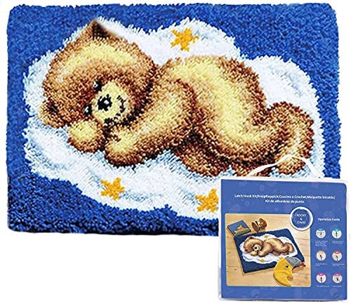 ROCKY&CHAO Knüpfteppich Zum Selber knüpfen, Knüpfsets 60x40cm Latch Hook Kit Selbst Knüpfen Set für Kinder und Erwachsene