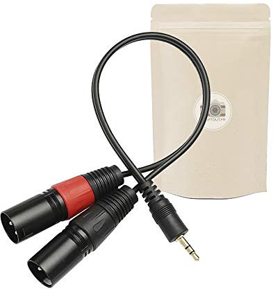 1X Cable Adaptateur Prise Jack 3,5mm Male vers 2 Fiche XLR Male Stereo Connecteur Audio Adaptateur Mini Jack ADAPTOUT Marque FRANÇAISE
