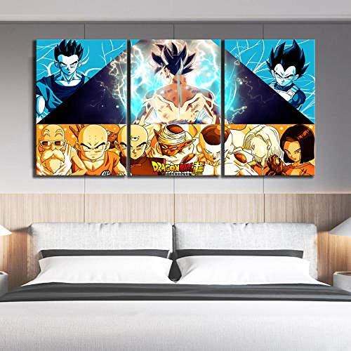 3 TLG Kunstdruck Modern Wandbilder XXL Wanddekoration Design Wand Bild Dragon Ball Super Universe 7 Anime Leinwandbild 3 Teilig Kreatives Geschenk Wohnkultur