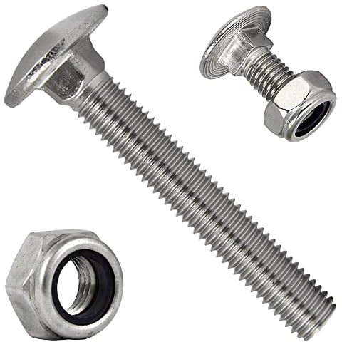 Flachrundschrauben mit Sicherungsmuttern Muttern M10x40 (2 Stück) Edelstahl Selbstsichernde DIN 603 / DIN 985 FASTON®