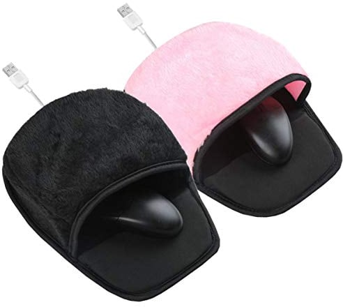 Liuer 2PCS USB Heating Mouse Pad,Hand Warmer Heated Mouse Mat Keep Your Hands Warm in Winter Mouse Mat for Office Home Computer Laptop Work Gaming & Gift