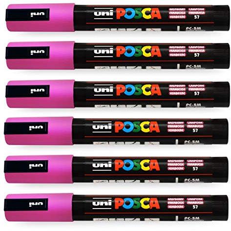 Uni-Ball POSCA PC-5M Paint Marker Art Pens – 1,8–2,5 mm – Himbeere – 14 Stück