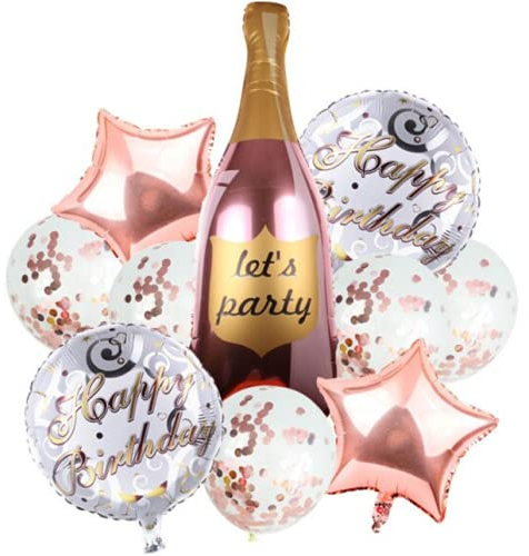 DIWULI 10x Ballons Anniversaire Alcool - Fête Rose Or