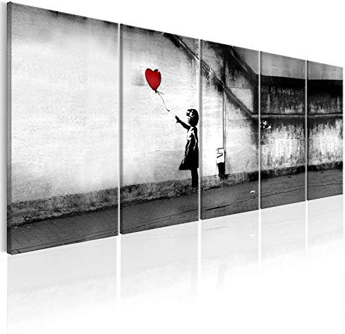 murando Cuadro Acústico Banksy 225x90 cm espuma acústica absorbe el sonido aislamiento lienzo de 5 piezas Impresión Artística Decoración de Pared Street Art Urban Mural i-C-0113-b-m
