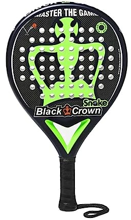 Black Crown - Pala de Padel Snake - Forma Redonda - Potencia - Peso 355 gr - Marco 38 mm con Doble Tubular de Fibra Carbono 80% - Resistente - Precisión - Nivel Intermedio