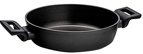 KHG Greenline Servierpfanne 24 cm Durchmesser, 2 Liter Volumen | Nachhaltig aus 100% recycelten Aluminium, ILAG Antihaftbeschichtung, Griff aus natürlichen Rohstoffen, induktionsgeeignet