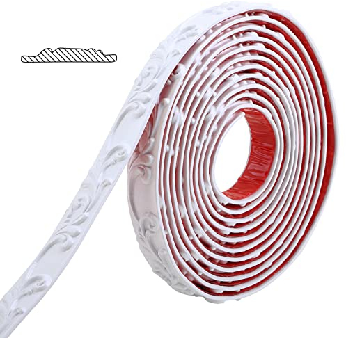 Gaahing Paintable Wall Trim | Crown Molding for Cabinet Mirror Frame Wall Edge Home Decor | Peel and Stick Self-Adhesive Design, 5m x 26mm