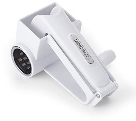 Farberware 5293112 Profi-Drehreibe mit fein geätzter Edelstahltrommel, Kunststoff, weiß