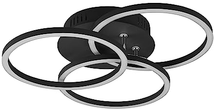 Reality Leuchten LED Deckenleuchte Circle R62823132, Metall Schwarz matt, inkl. 27 Watt LED, Fernbedienung, Dimmer, Farbwechsel, Nachtlicht