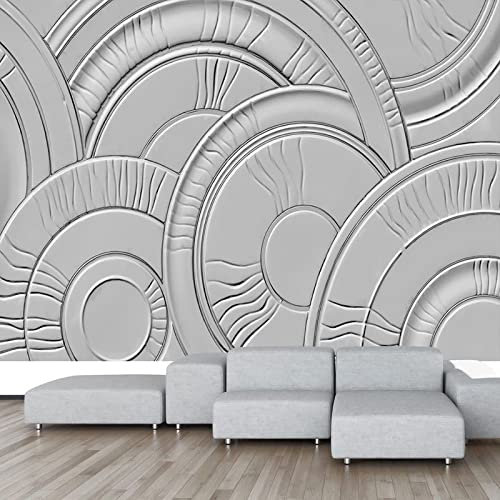 Papier Peint Intissé Plâtre En Relief 3D De Style Européen Sculpté Décoration Tableaux Muraux Tapisserie Photo Trompe L'Oeil Salon Chambre Art Mural 400(W) X280(H) Cm
