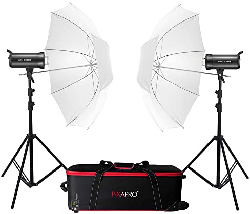 Godox SK400II-V 400Ws Reliable Studio Flash Strobe Light Kit in Photography Lighting 5600K LED Fast Recycling Time Product Portrait Monolight Wireless System Bowens Mount (Portable Twin Umbrella)