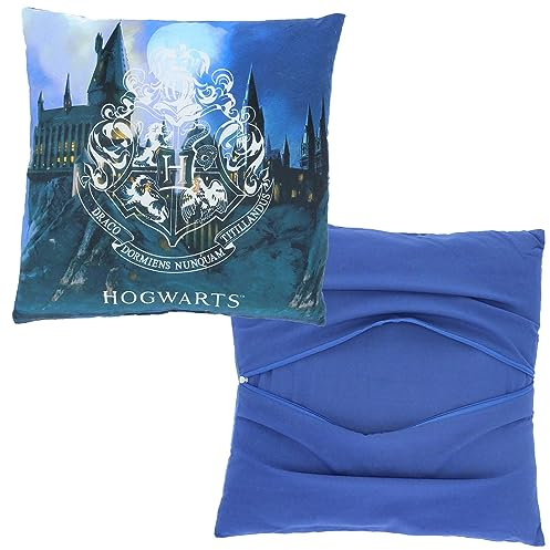 Aymax Kissen Harry Potter Wappen und Hogwarts Schloss mit Tasche, 40 x 40 cm
