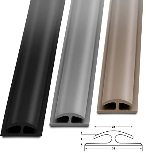 KARAT Double Bande de Bordure en PVC - Profil de Transition- Baguette de recouvrement pour parquet, stratifié - Barre de Transition Dos Autocollant - Jersey L1 m - 24x35xH6 mm Gris