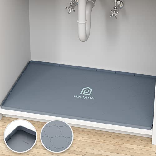 Under Sink Mat, 28 x 22 Silicone Kitchen Cabinet Tray, Waterproof & Flexible Under Sink Liner for Kitchen Bathroom and Laundry Room
