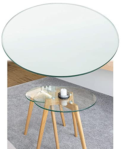 V3VOGUE Klare Glasplatte Rund Glasscheibe - Schwerlast Tischplatte Aus Gehärtetem Glass - Tischplattenschutz, Für Esstisch, Rattan Couchtisch, Gartentisch, DIY Glass Tischplatte, Ø 35cm~100cm