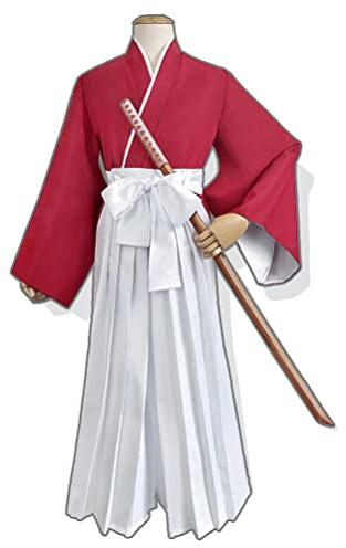 Unisex Kendo Anzug Japanisch Traditionelle Kimono Samurai Hakama Bushi Uniform Kungfu Kampfsport Cosplay Verkleidung (10# Rot, XL)