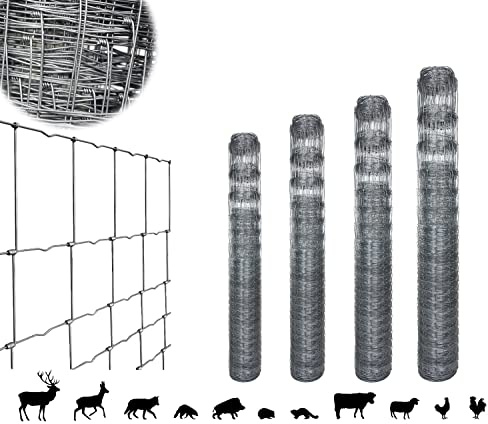 50m ROYSSON Wildzaun verzinkt 27 größen forstzaun gartenzaun drahtzaun 50 m knotengeflecht Tierzaun für Tiere, Nutztiere (125/16/15 x 50m)