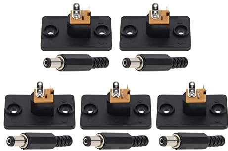 VGOL 5 Paires de Prises Mâles et Femelles à Montage sur Panneau Prise Jack Cylindrique 5.5mmx2.1mm DC pour Enregistreurs Audio Machines d'apprentissage Téléphones Appareils Ménagers