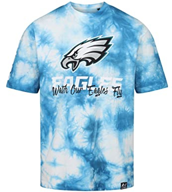 Recovered Philadelphia Eagles NFL Tie-Dye Relaxed Oversized T-Shirt Blue White - S