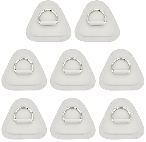 WEBEEDY 8 Stück Edelstahl-D-Ring-Patch Für Schlauchboot, Kajak, Kanu, D-Ring, PVC-Patch, Stand-Up-Paddleboard, Kanu, Rafting-Zubehör (Weiß)