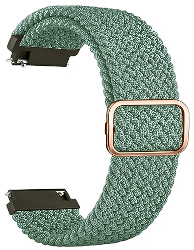 Amzpas Armband für Samsung Galaxy Watch 3 45mm/Huawei GT 2 46mm,Nylon 22mm Verstellbares Geflochtenes Ersatzarmbänder für Galaxy Watch 46mm/Gear S3 Frontier Damen Herren (Grün)