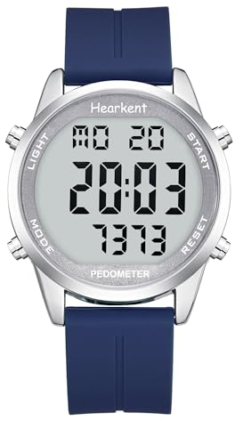 Contapassi orologio senza Bluetooth, senza app contapassi, orologio impermeabile da 30 m, con numeri grandi LCD, contapassi per anziani, con conto alla rovescia, allarme/contatore di calorie (gel di