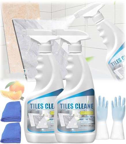 Tile Grout Cleaner Sprayer, Powerful Grout Cleaner for Tile Floors, Tile Grout Cleaner and Whitener, Ceramic Tile Marble Cleaning Liquid, Multipurpose Kitchen Bathroom Cleaner (2PCS)