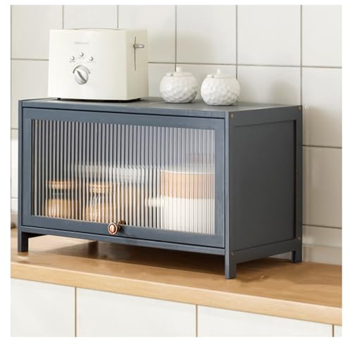 ARMERI Küche Pantry Storage Cabinet, Bambus große Speisekammer Sideboard mit Türen Freistehende Küche Arbeitsplatte Regal Lagerung Regal für Tassen Gewürze Schalen Würze,Grau,70x33x40cm
