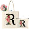 Personnalisé Alphabet Sac en Toile, Tote Bag Initiale, Fourre Tout Filles, Cadeau pour Femme, Amie, Demoiselle d'honneur, Anniversaire, Mariage (R)
