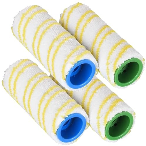 BRIOTA Lot de 4 rouleaux multi-surfaces en microfibre compatibles avec Karcher FC3 FC5 FC7 FC3D FC5D sans fil pour sols durs, jaune