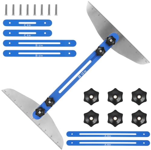 Strumento di misurazione per gradini per scale, lunghezza regolabile da 28 a 152,4 cm, con chiave, strumento di misurazione ad alta precisione per il taglio perfetto di scale, alzate, mensole e
