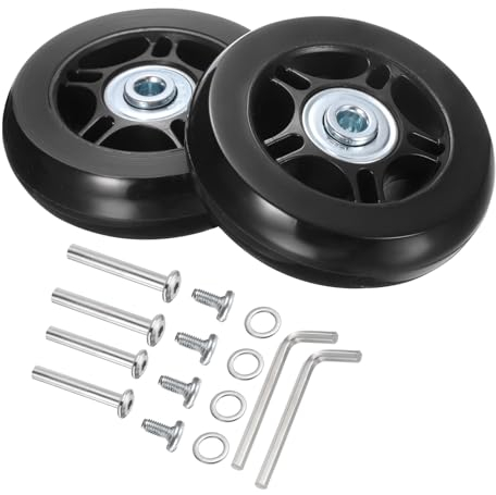 QUARKZMAN Kofferrollen Ersatz 70 x 19mm/2,8 x 0,8 Gummi Schwenkrollen mit Kugellager Reparaturset für Koffer Inline Outdoor Skate, Schwarz 1Set