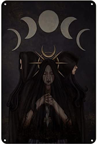 kisoyo Vintage Metall-Blechschild Göttin Hekate Gebete Symbole Bücher mehr Neuheit Lustige Wanddekoration Dekoration für Zuhause Schlafzimmer Küche Bar Café Büro 30,5 x 40,6 cm