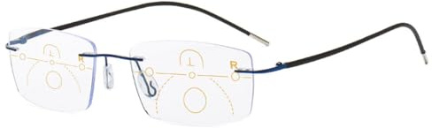 KOOSUFA Randlose Gleitsicht Lesebrille Gleitsichtbrille Herren Damen | Titanlegierung, Ultraleicht, Anti-Blaulicht, Progressive Multifokus, Rahmenlose Arbeitsplatzbrille 1.0-4.0
