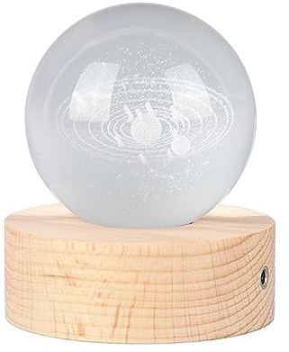 SUNGOOYUE 3D-Kristallkugel, Leuchtende, Klare Skulptur, Nachtlicht, Miniatur-Skulptur, Kugel, Astronomie, für Schreibtisch, Schlafzimmer (Sonnensystem Kristallkugel)