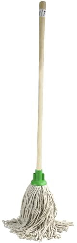 Catergold Green Super Jumbo Mop Py20: 120cm Long Wooden Handle, 100% Cotton Mop Set of 2, Super Absorbent for Dry & Wet Floor Cleaning, Hard Floor