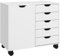 HOMCOM - Mueble de almacenamiento para oficina con 5 cajones y 1 soporte para impresora sobre ruedas con estante ajustable, 78 x 40 x 66,5 cm, color blanco