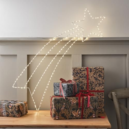 Lights4fun 77cm LED Sternschnuppe Stern Lichterkette für Außen mit Timer batteriebetrieben Weihnachtsbeleuchtung außen Stern Outdoor Weihnachten Stern Deko