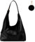 FEICHANGHAO Damen Umhängetasche Large Beuteltasche Hobo Tasche Leder Einkaufstasche Retro Slouchy Bag y2k Fashion Handbags 90's Shoulder Bag with Plüsch-Schlüsselanhänger (Schwarz)