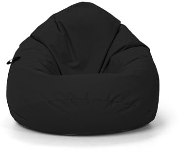Nadimaideal Sitzsack Tropfenform Kastanie | Bodenkissen für Kinder & Erwachsene | Indoor & Outdoor | Gaming Sitzsack - Sitzkissen - Beanbag | Füllung EPS Perlen (Schwarz, XL-Durchmesser 77 cm)