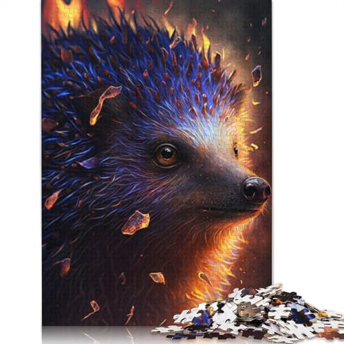 1000-teiliges Puzzle mit Feuertier-Igel, Puzzle für Karton, Lernspiel, Herausforderungsspielzeug, Größe: 38 x 26 cm