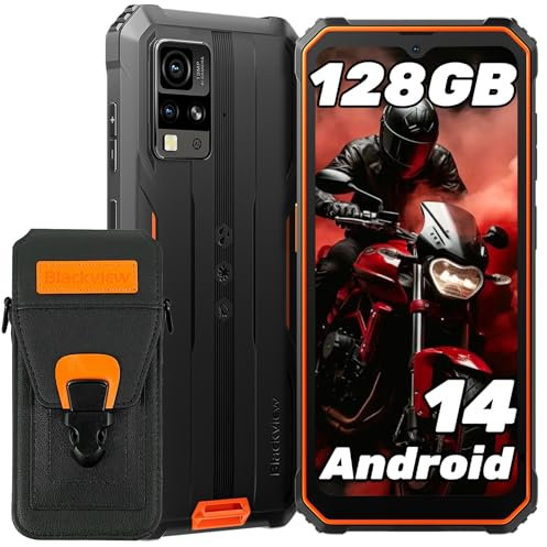 Blackview Rugged Smartphone Android 14, BV4800Pro 12GB+128GB/1TB Expand, 6.56 HD+ Mobile Phones, 8MP+16MP Waterproof Phone, 5180mAh, 4G Dual SIM, NFC/Face Fingerprint Unlocked -Orange