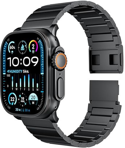 LULULOOK Titanium Band Grade 2 for Apple Watch Ultra 2/Ultra 49 mm with Magnetic, World's First Ultralight Titanium Replacement Straps with Super DLC Coating for iWatch Ultra Band(Black)