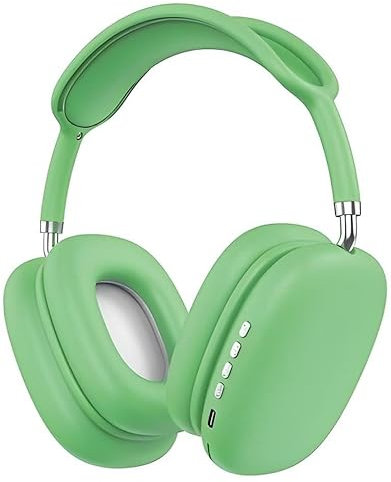 True Face Wireless Bluetooth Over-Ear Headphones, Noise-Canceling Earphones with Mic, Lightweight Design, Deep Bass, Long Battery Life, for Travel, Work & Gaming Green One Size