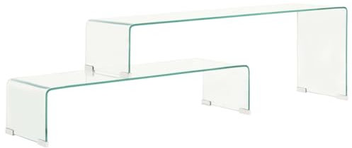 Générique Ensemble de Table Basse 2 pcs 90x30x20/110x30x40cm Verre trempé,Tables Basses,22KG-284728
