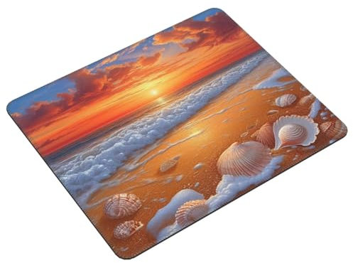 Mauspad Strand Muscheln Gaming Mauspad, Gaming Mousepad Wasserdicht und Rutschfester Gummi für PC-Büro, Arbeit, Gaming, Studium, Laptop, Festival Geschenk, Dekor Schreibtischunterlage 420x350cm E-253