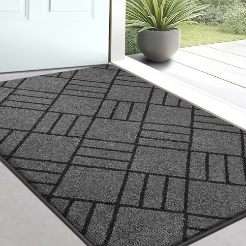DOMUSTEX Indoor Door Mat 50 x 80 cm, Dirt Trapper Entryway Rug, Inside Washable Rug for Kitchen, Bathroom, Bedroom, Floor
