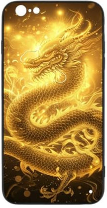 CRIVOTA For iPhone 6/6S Case - Golden Dragon Design, Glass Back + TPU Inner Shell, Extreme Slimness, Bare-Hand Feel, Military-Grade Protection, Precise Cutouts, Cell Phone Cases for Boys Girls